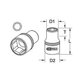 KS Tools 911.1036 Sokkel 1" Metrisk 1 huvud(er) 36 mm Krom-vanadium-stål