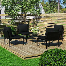 Loungegrupp för trädgården med dynor 5 delar svart PVC
