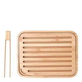 Pebbly Brödskärbräda med Toasttång 26 cm Bambuträ