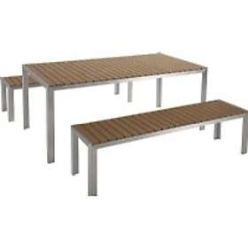 Beliani Garden set Nardo table and 2 benches light wood