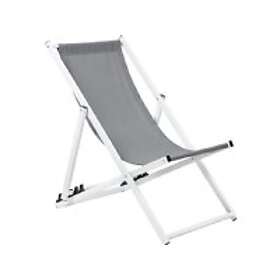 Beliani Gray and White LOCRI Sun Lounger (159561)
