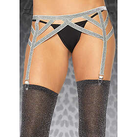 Leg Avenue Lurex Elastic Garter Belt Silver