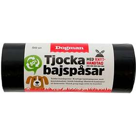 Dogman Extra Tjocka Bajspåsar med Knythandtag Svart 50-pack