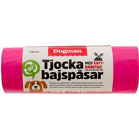 Dogman Extra Tjocka Bajspåsar med Knythandtag Rosa 50-pack