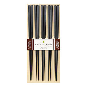 Kawai Chopsticks Plain Wood 5-pack Svart