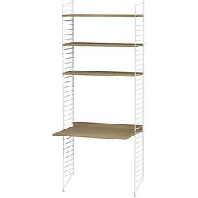 String Hylla Kombination A Arbetsplats, Ek / Vit Lackerat stål