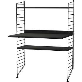 String Hylla Kombination H Arbetsplats, Svart Lackerat stål