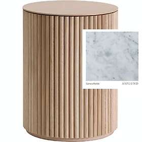 Asplund Petit Palais Sidobord 55 cm, Vitbetsad Ek / Carraramarmor Ekfanér