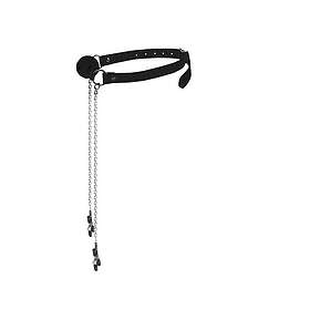 Ouch! Ballgag with Nipple Clamps