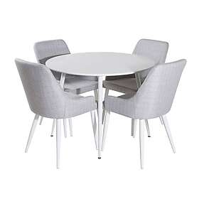 Venture Home Matgrupp Plake med 4 Stolar Runt Plaza Round Table -White top /Plaza chair-Light grå Fabric_4 GR19547