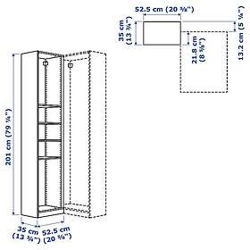 IKEA PAX Påbyggnadsdel hörn med 4 hyllor 53x35x201 cm