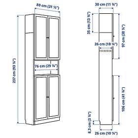IKEA BILLY / OXBERG Bokhylla m dörrar/påbygggnadsdel 80x30x237 cm