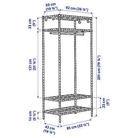 IKEA OMAR Hylla med klädstång 92x50x201 cm