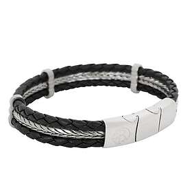 by BILLGREN Armband Stål och Läder Svart 19 cm