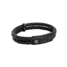 by BILLGREN Läderarmband Dubbel Svart 8217 22 cm