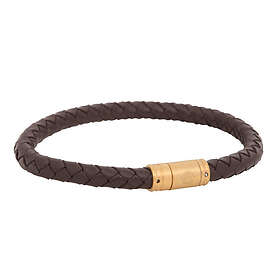 by BILLGREN Läderarmband Flätat med lås i stål Brun/Guld 8133 21 cm