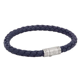 by BILLGREN Läderarmband, Flätat med lås i stål, Blått 8127 21 cm