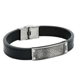 by BILLGREN Läderarmband, Pattern, svart 8177 19 cm