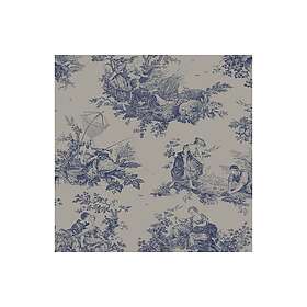 Casadeco Les Belles Toiles de Jouy Scene D'Été Velours Bleu Profond, 0,53x10,05 LBTJ87996706