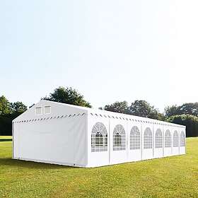 TOOLPORT Pro Ultra XXL 8x16 m partytält 2,6 m sidohöjd, med bottenram, PVC 1400, brandsäker