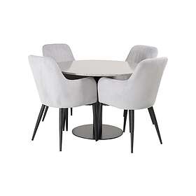 Valera Matgrupp 106 cm med 4 Caspien Matstol Grå/Svart