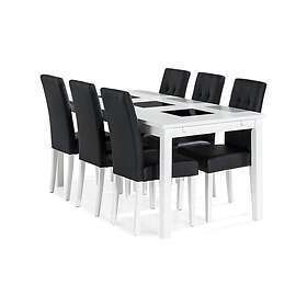 Scandinavian Choice Jasmin Förlängningsbar Matgrupp 180 cm med 6 Viktor Stol Vit/Svart