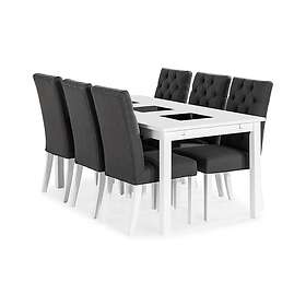 Scandinavian Choice Jasmin Förlängningsbar Matgrupp 180 cm med 6 Jenny Stol Vit