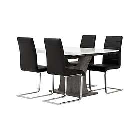 Scandinavian Choice Azusa Matgrupp 140 cm med 4 Sorado Stol Vit/Betong/Svart