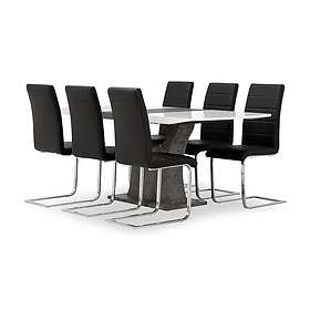 Scandinavian Choice Azusa Matgrupp 140 cm med 6 Sorado Stol Vit/Betong/Svart