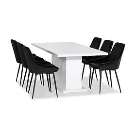 Scandinavian Choice Ratliff Matgrupp 180 cm med 6 Alsarp Stol Vit/Svart