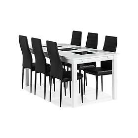 Scandinavian Choice Jasmin Förlängningsbar Matgrupp med 6 Ted Stol Vit/Svart