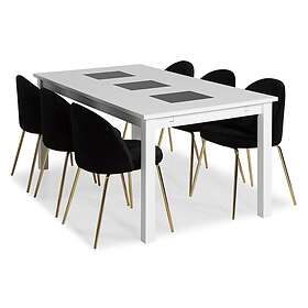 Scandinavian Choice Jasmin Matgrupp 180 med 6 Felipe Stol Sammet Vit/Svart/Mässingsben