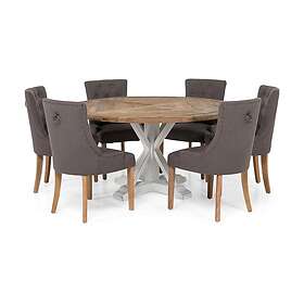 Bloomington Lyon Matgrupp Runt med 6 Viktoria Stol Brun/Grå