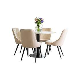 Runa Matgrupp inkl 4 Valerie Lyx Sammetsstolar Svart/Beige