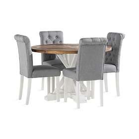 Lyon Matgrupp 120 cm Rund inkl 4 Stormon Stolar Brun/Vit