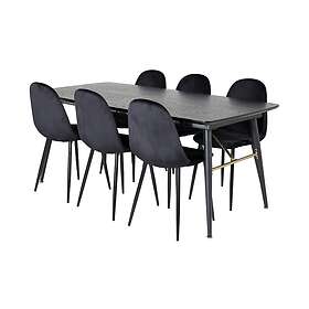 Irunea Förlängningsbar Matgrupp 180 cm inkl 6 Pontus Stolar - Svart/Mässing/Sammet