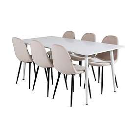 Ypas Matgrupp 180 cm inkl 6 Pontus Stolar Vit/Svart/Beige