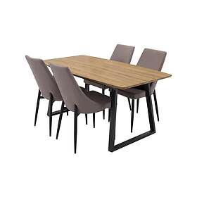 Leah Förlängningsbart Matgrupp med 4 Ludde Köksstol Brun/Beige