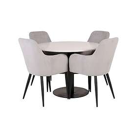 Razzia Matgrupp med 4 Caspien Matstol Vit/Svart