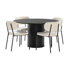 Kopparbo Matbord Runt 130 cm med 4st Gemmiano Matstol Svart