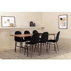 Unos Matgrupp 200 cm inkl 6 Pontus Stolar Valnötsbrun/Svart 15592-468_1+19902-448_6