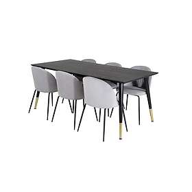 Daicy Matgrupp 180 cm inkl 6 Foyos Stolar Svart/Mässing/Grå