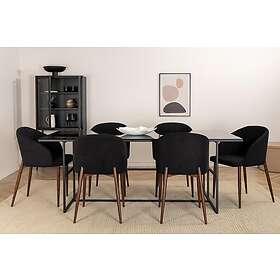 Matgrupp Leria 200 cm inkl 6 Kullersbro Stolar Glas/Svart/Brun 15591-888_1+15034-448_6