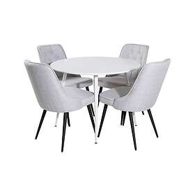 Ridones Matgrupp 100 cm Rund inkl 4 Valera Stolar Vit/Grå