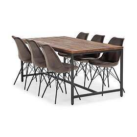 Wilmer Matgrupp 180 cm med 6 Shell Stol Sammet Brun/Grå