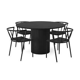 Kopparbo Matgrupp 130 cm Rund inkl 4 Winston Stolar Svart/Svart