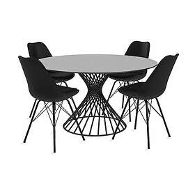 Iggy Matbord 140 cm Rund Glas Med 4 st Shell Matstol Konstlä