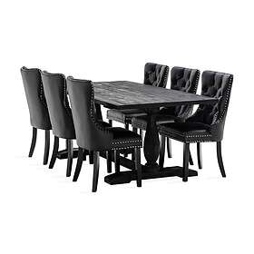 Dijon Matgrupp 200 cm inkl 6 Bergviken Stolar Konstläder Brun