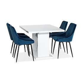 Ratliff Matgrupp 120 cm med 4 Alsarp Stol Vit/Blå