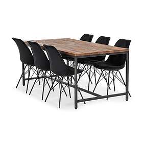 Wilmer Matgrupp 180 cm med 6 Shell Stol Sammet Brun/Svart